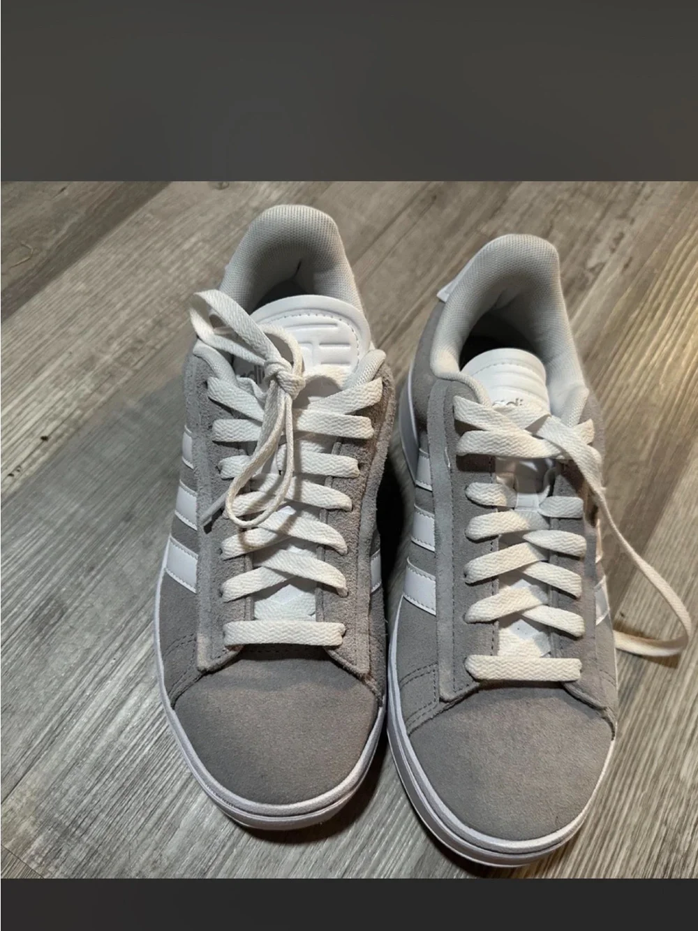 adidas unisex Gray and White Suede Sneaker